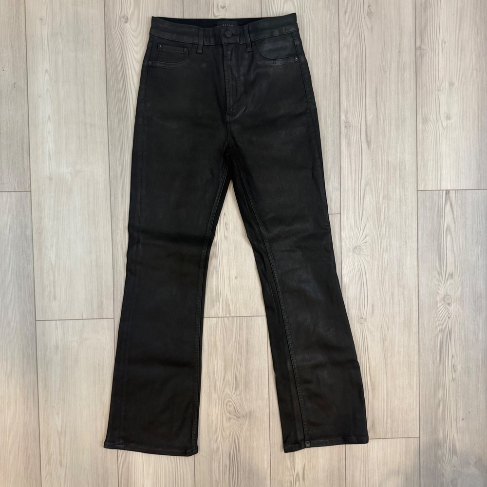 Rails The Sunset High Rise Slim Flare Coated Black Denim Jeans Size 28
